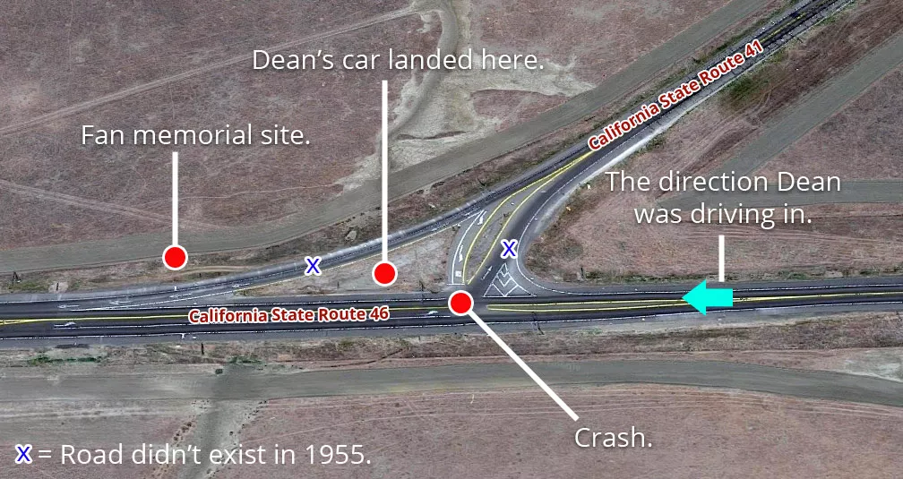 james dean crash site map