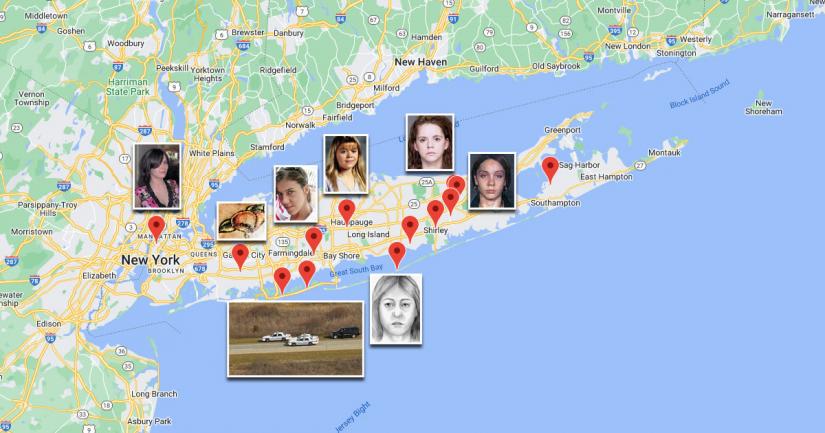 The Long Island serial killer (LISK) - Locations and Map.