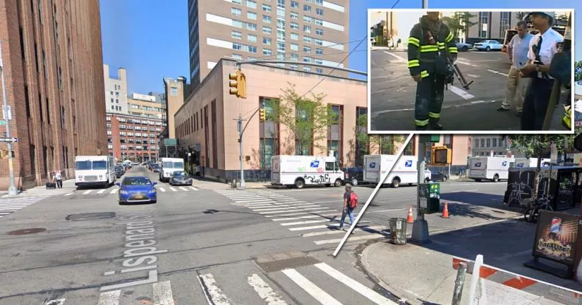 The location where Flight 11 was filmed hitting the WTC.