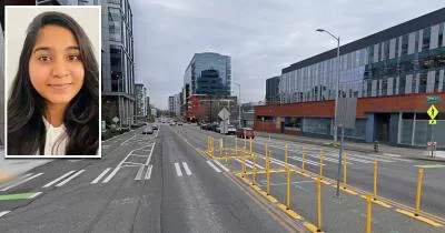 The crosswalk where a police cruiser struck and killed Jaahnavi Kandula The crosswalk where a police cruiser struck and killed Jaahnavi Kandula