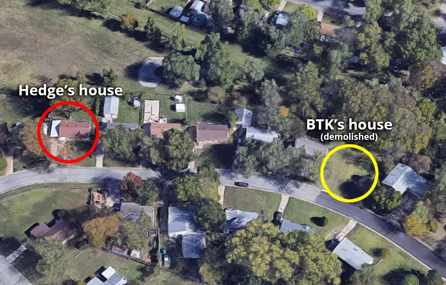 Distance between Hedge's home and BTK's home Distance between Hedge's home and BTK's home