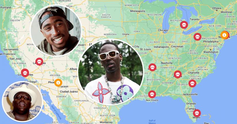 Rappers: Death Locations