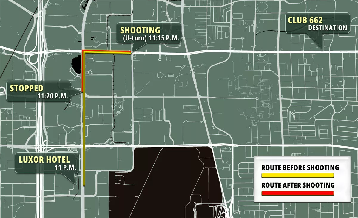 Map showing Death Row convoy route through Las Vegas