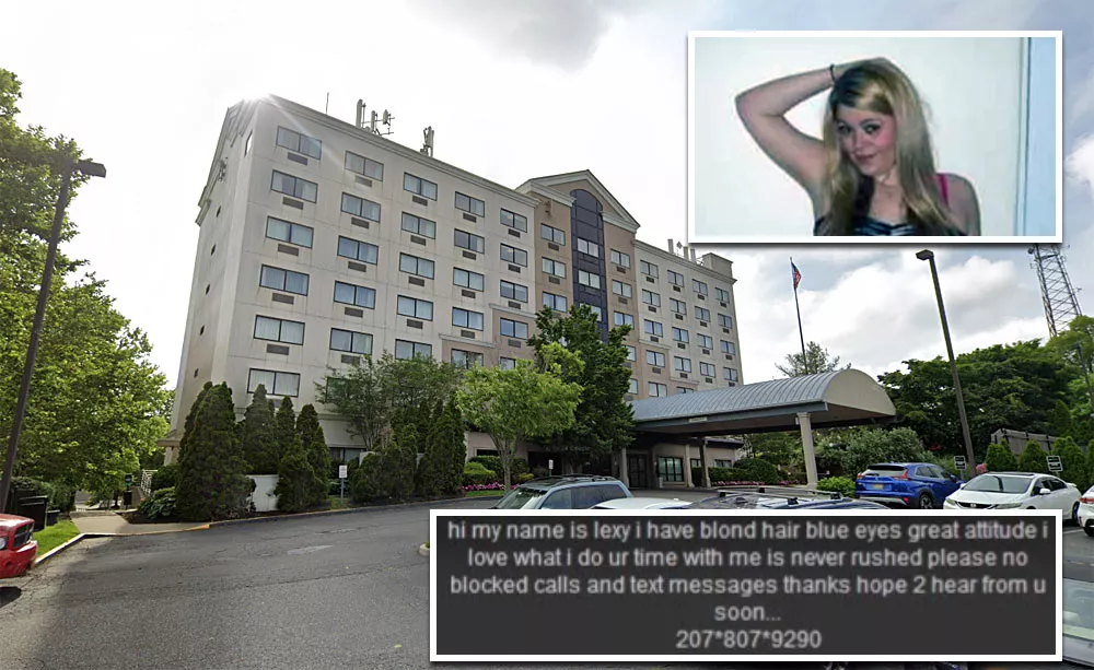 The Holiday Inn Express. Inset: Excerpts from Waterman's online profile.