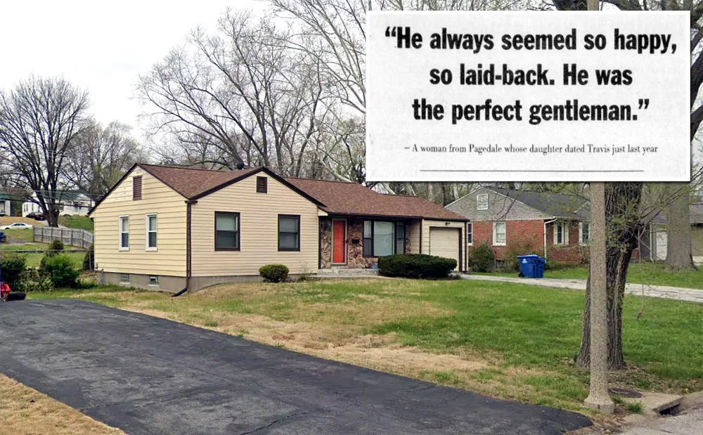 The house and a screenshot of a quote from a newspaper article