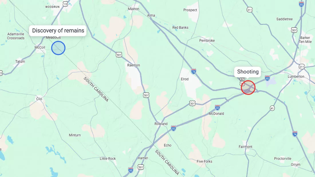 A map showing the distance between the two locations.