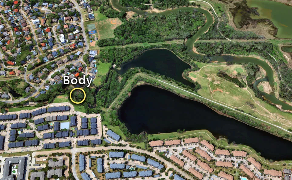 An aerial image of the discovery site.